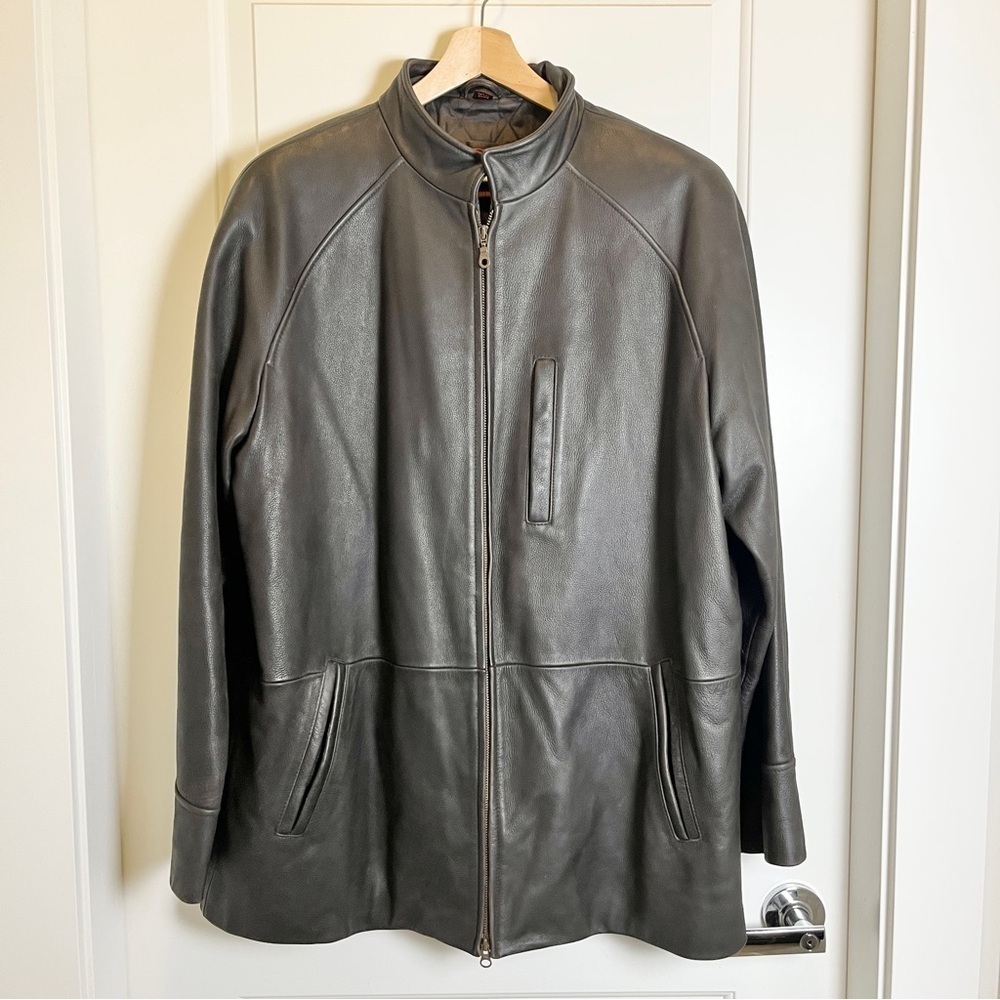 Danier Genuine Leather Moto Jacket - Dark Brown - Men's XL